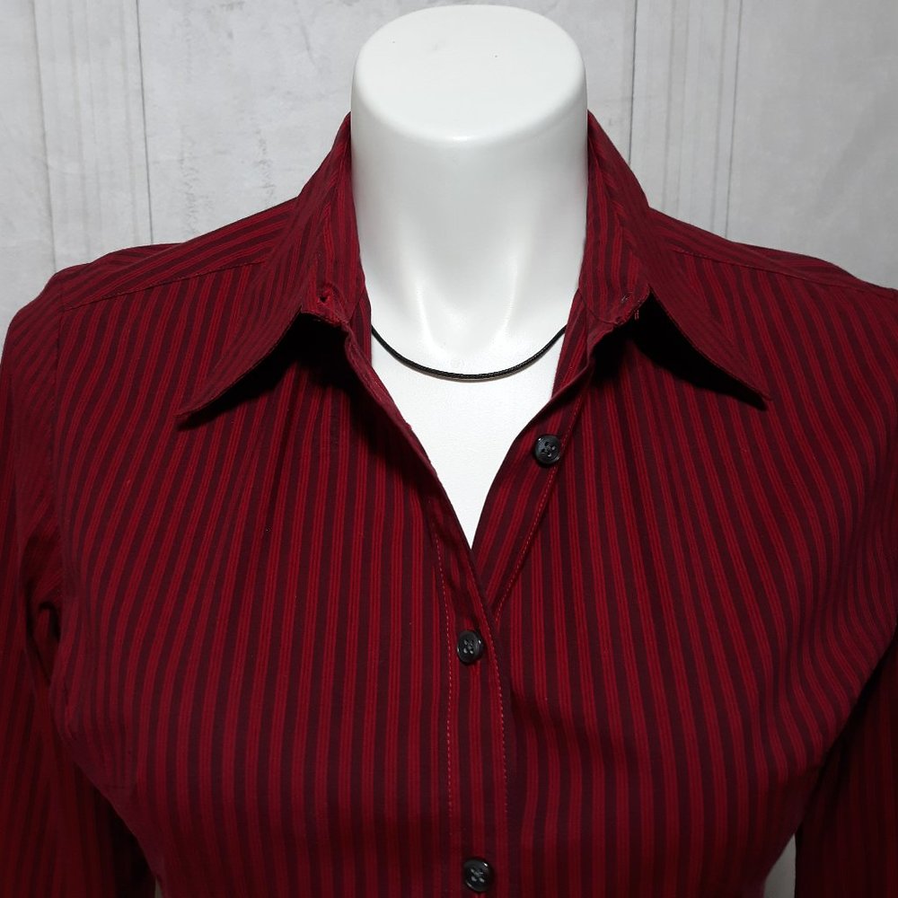 THE LIMITED  BURGUNDY STRIPED BLOUSE SIZE 10